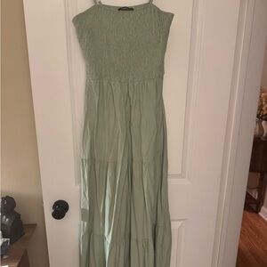Fashion Sage Green Adjustable Strap Maxi Dress
